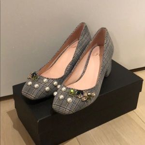 Celia Pump with Jewel in Glen Plaid